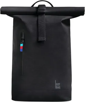 GOT BAG - ROLLTOP SMALL Backpack, Backpack for Work & Travel with a Water Bottle Holder, Eco-Conscious Bag Made of Recycled Ocean Impact Plastic (Black Color)