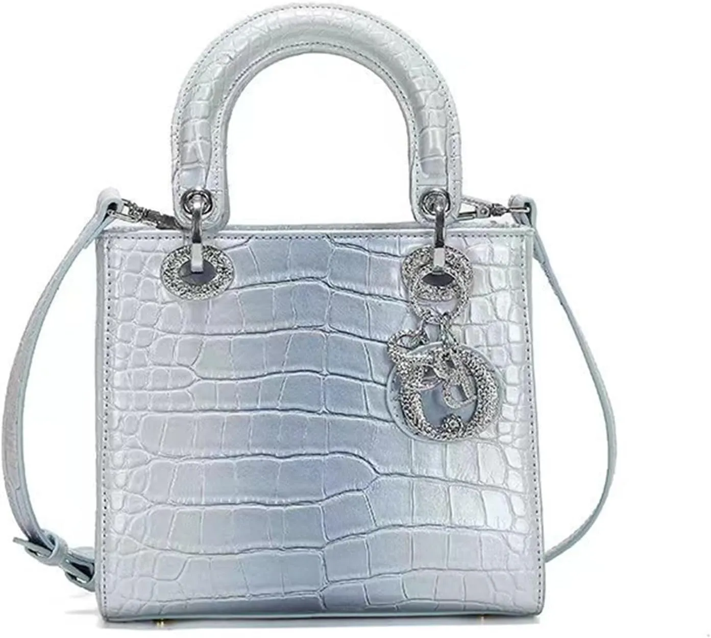 Gradient PU Leather Handbags for Women Stylish Crocodile Pattern Top Handle Satchel Ladies Dinner Party Shoulder Bags