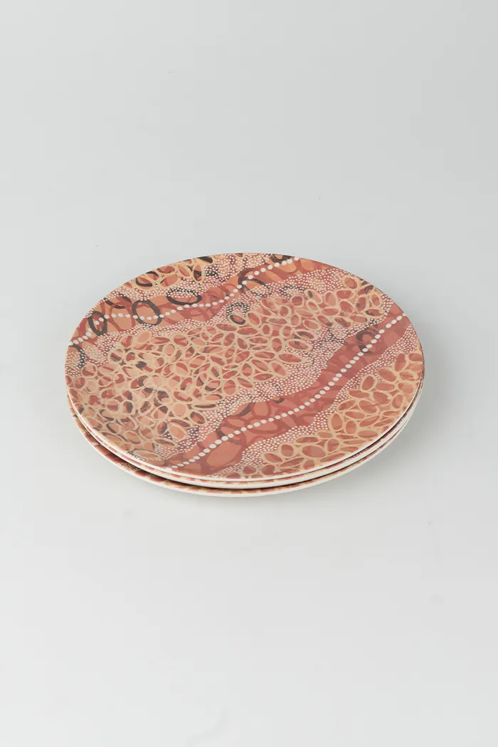 Gubarr (Red Ochre) Bamboo Small Plates (4 Pack)