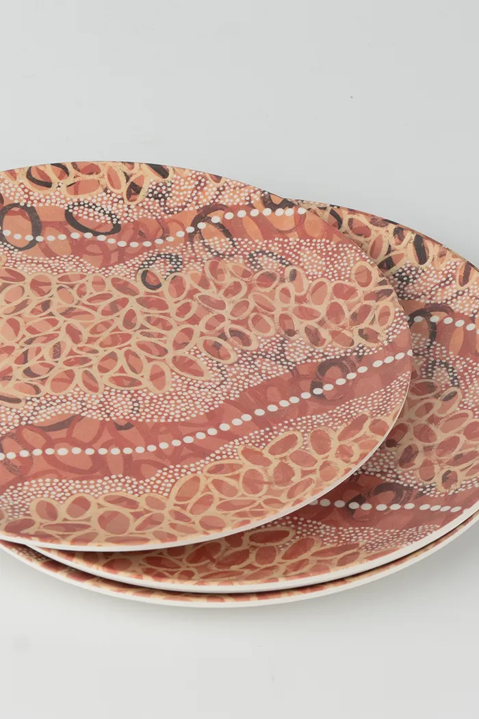 Gubarr (Red Ochre) Bamboo Small Plates (4 Pack)