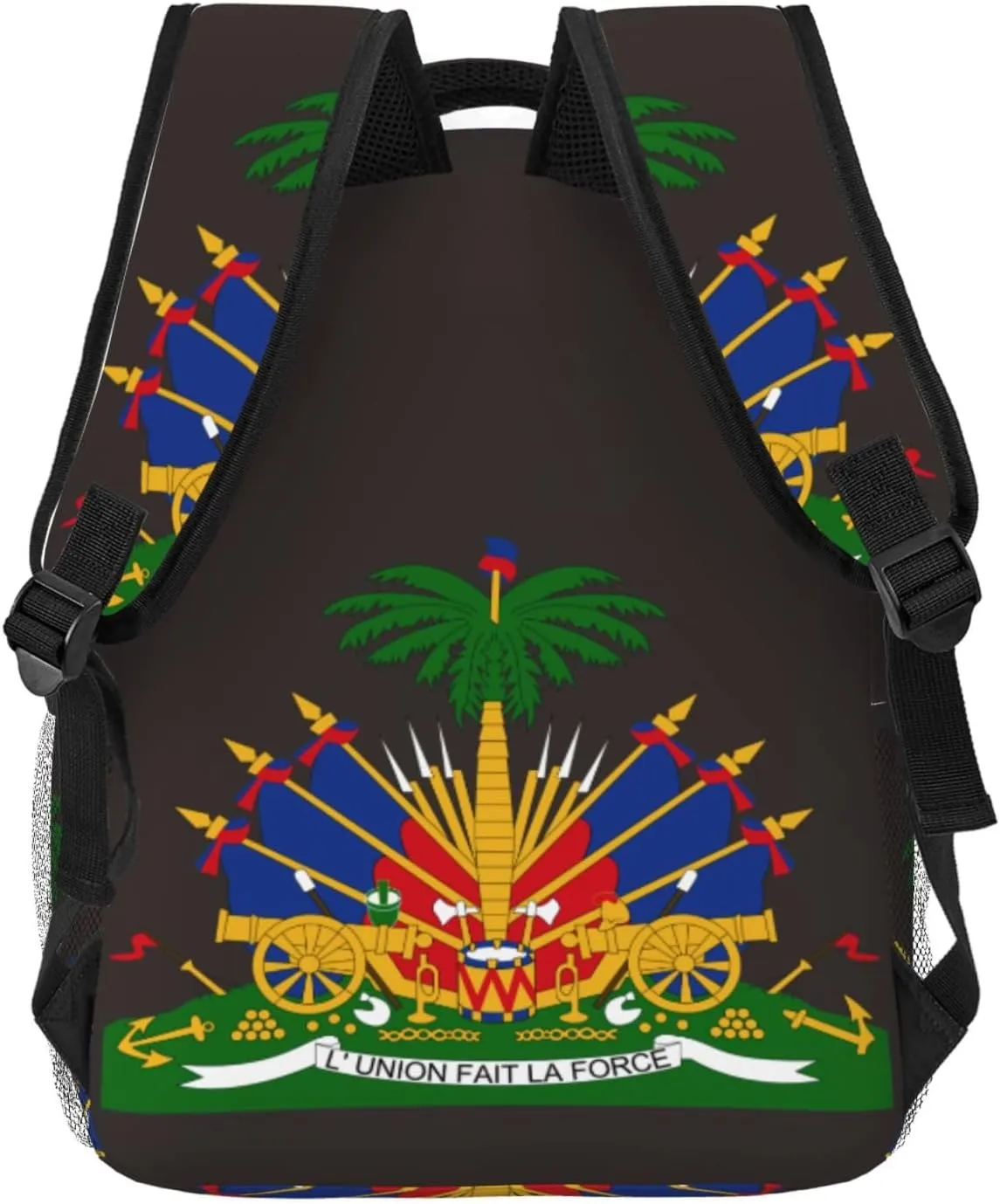 Haitian Coat of Arms Flag Backpack Lightweight Double Shoulder Backpack Casual Laptop Backpacks For Women Men Travel