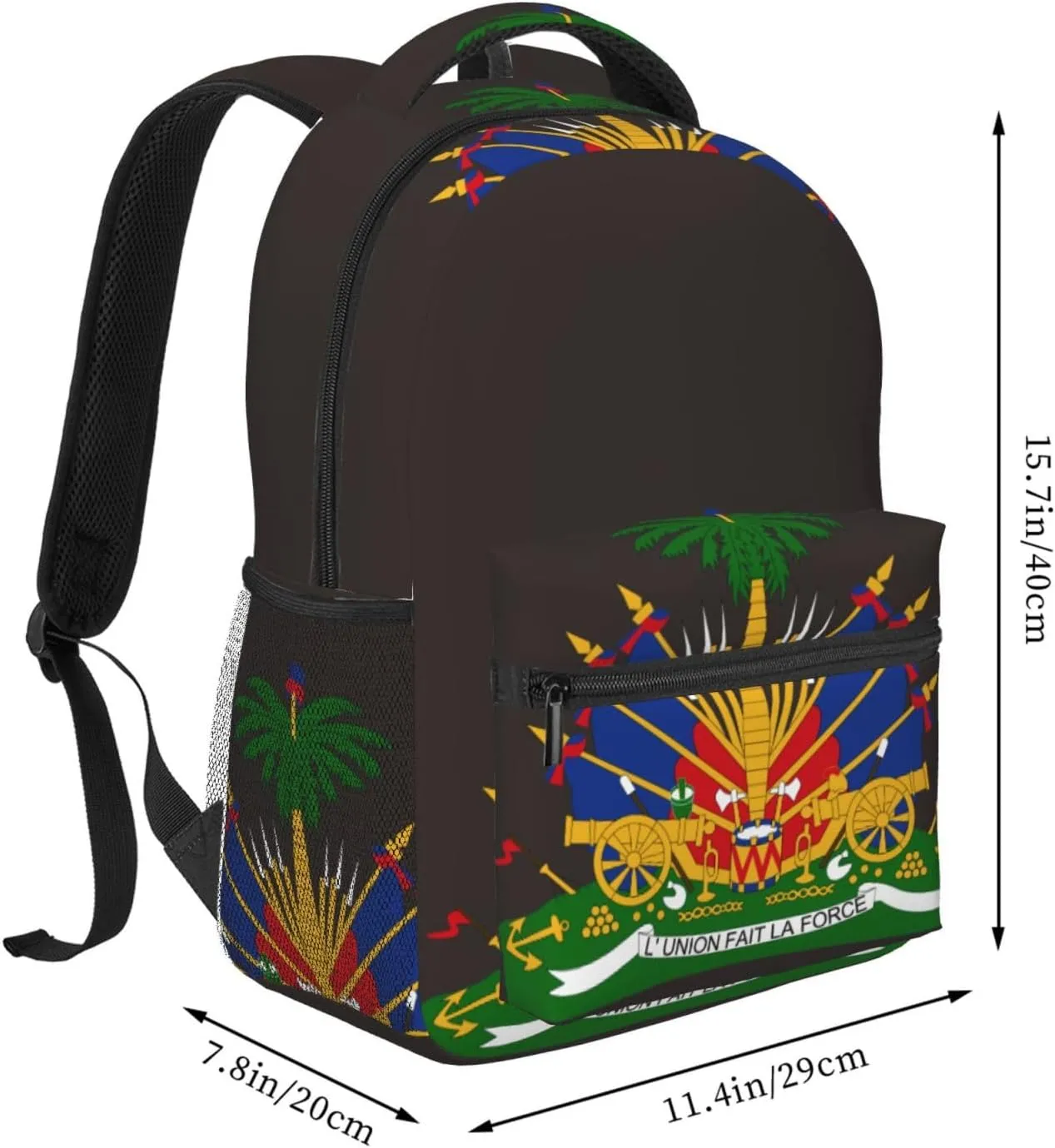 Haitian Coat of Arms Flag Backpack Lightweight Double Shoulder Backpack Casual Laptop Backpacks For Women Men Travel
