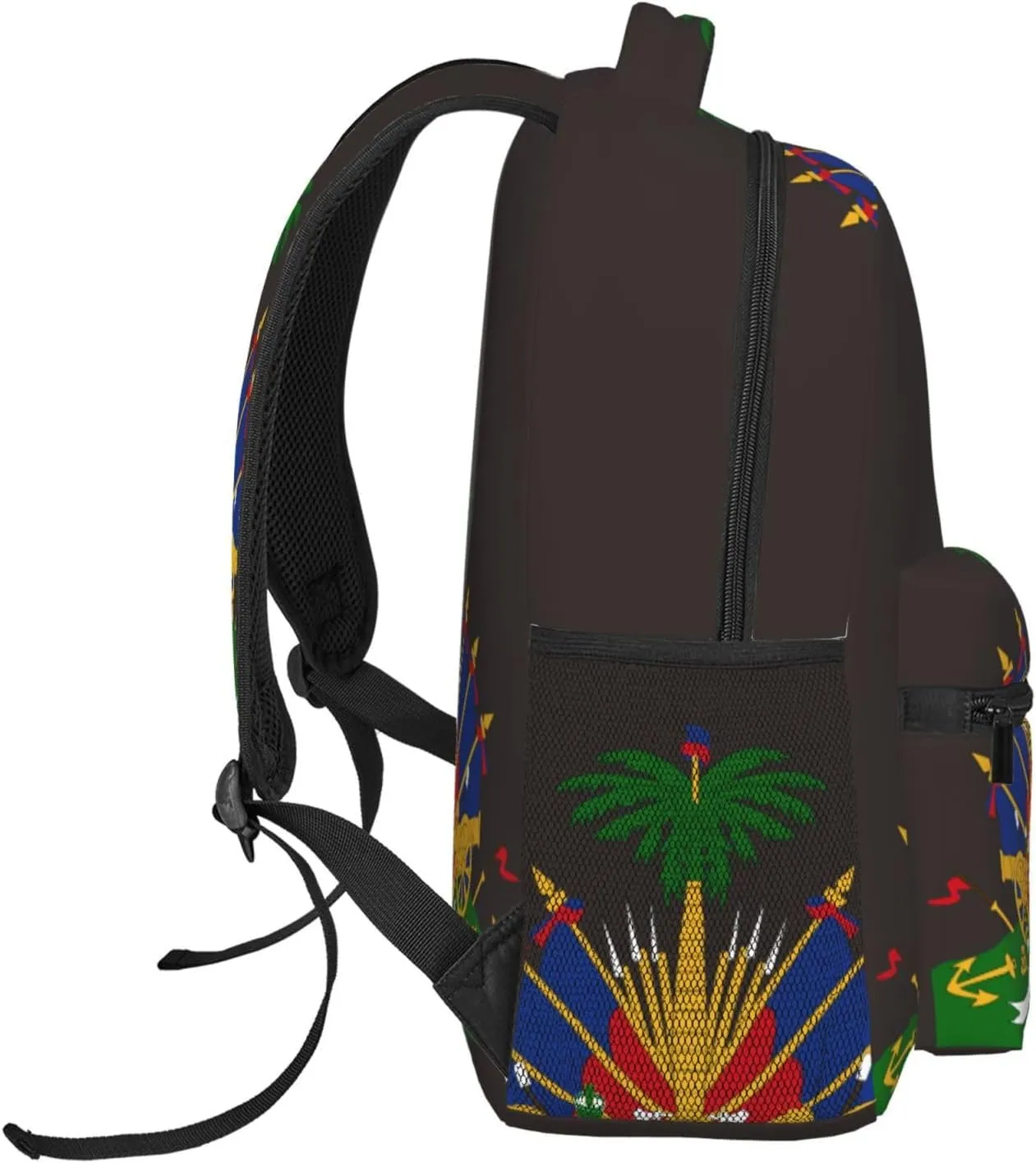 Haitian Coat of Arms Flag Backpack Lightweight Double Shoulder Backpack Casual Laptop Backpacks For Women Men Travel