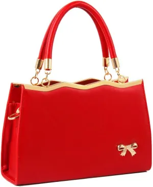 Handbags for Women PU Leather Purse Elegant Top Handle Satchel Shoulder Tote Bags with Bow-knot