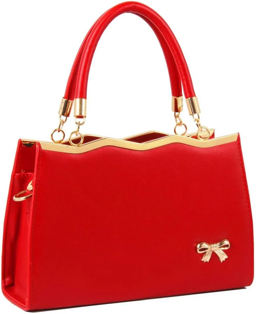 Handbags for Women PU Leather Purse Elegant Top Handle Satchel Shoulder Tote Bags with Bow-knot