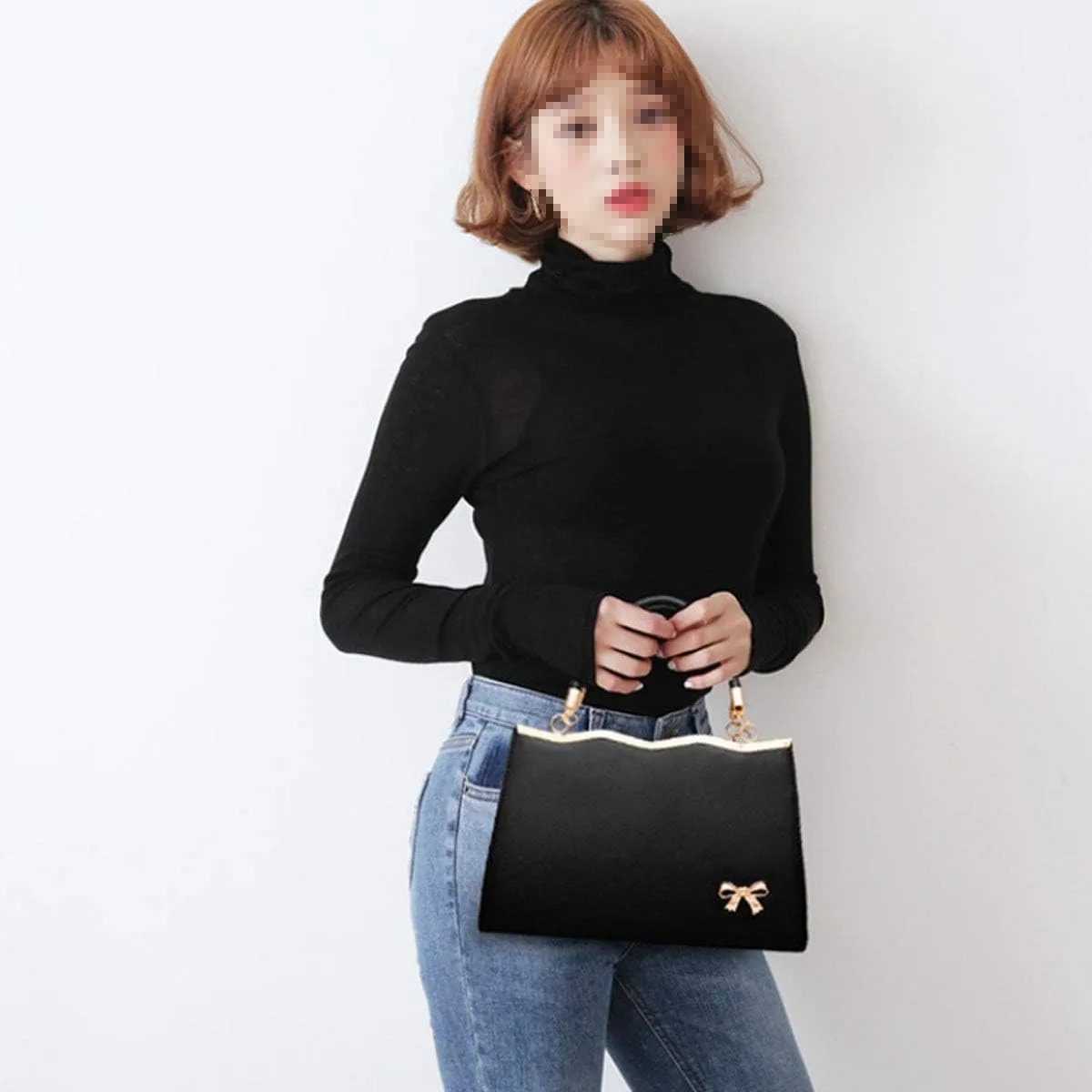 Handbags for Women PU Leather Purse Elegant Top Handle Satchel Shoulder Tote Bags with Bow-knot