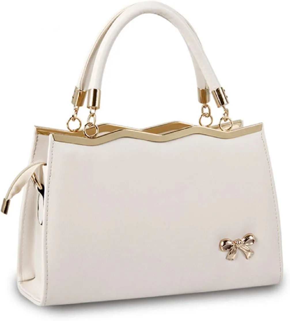Handbags for Women PU Leather Purse Elegant Top Handle Satchel Shoulder Tote Bags with Bow-knot