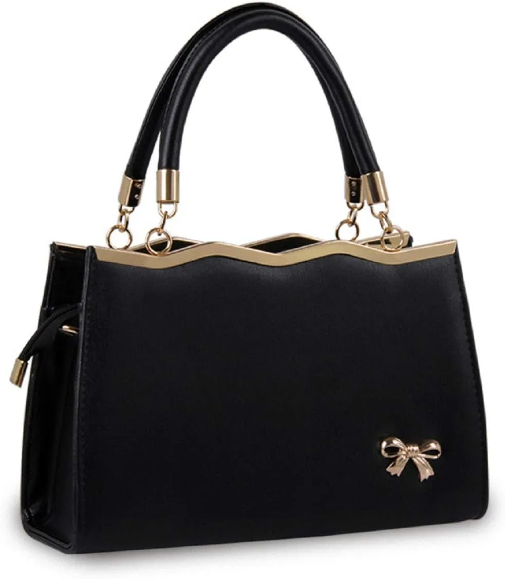 Handbags for Women PU Leather Purse Elegant Top Handle Satchel Shoulder Tote Bags with Bow-knot