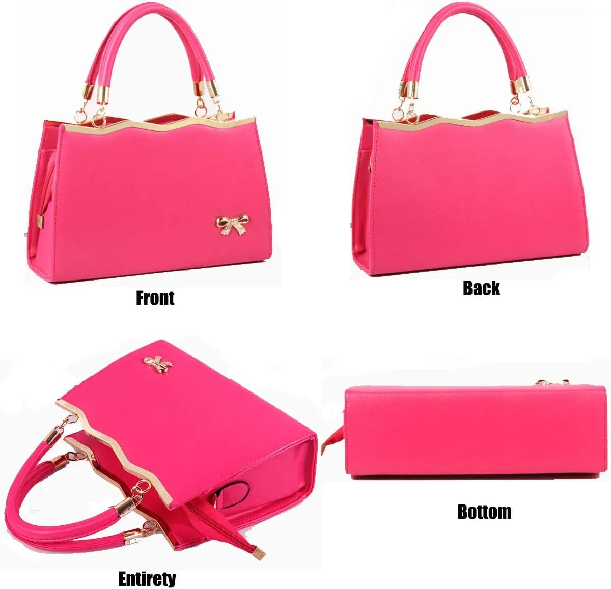 Handbags for Women PU Leather Purse Elegant Top Handle Satchel Shoulder Tote Bags with Bow-knot