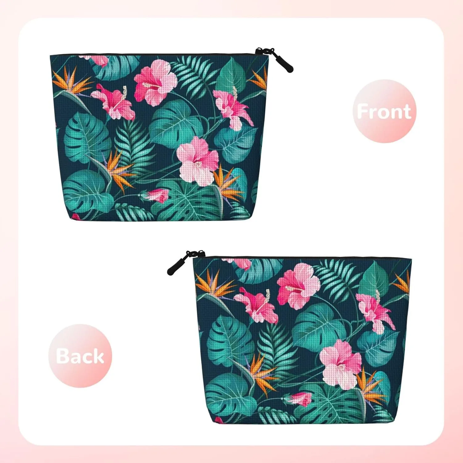 Hawaii Hawaiian Flower Leaf Makeup Bag Travel Cosmetic Bag Organizer Toiletry Bag Make Up Bags For Women Girls Large Light