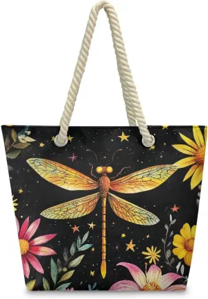 Hemp Rope Tote Bag Stylish Groceries Beach Trip Bags Large Capacity Shoulder Handbag with Rope Handle Carrying Bag