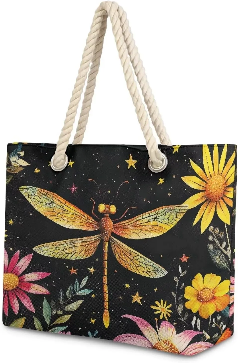 Hemp Rope Tote Bag Stylish Groceries Beach Trip Bags Large Capacity Shoulder Handbag with Rope Handle Carrying Bag