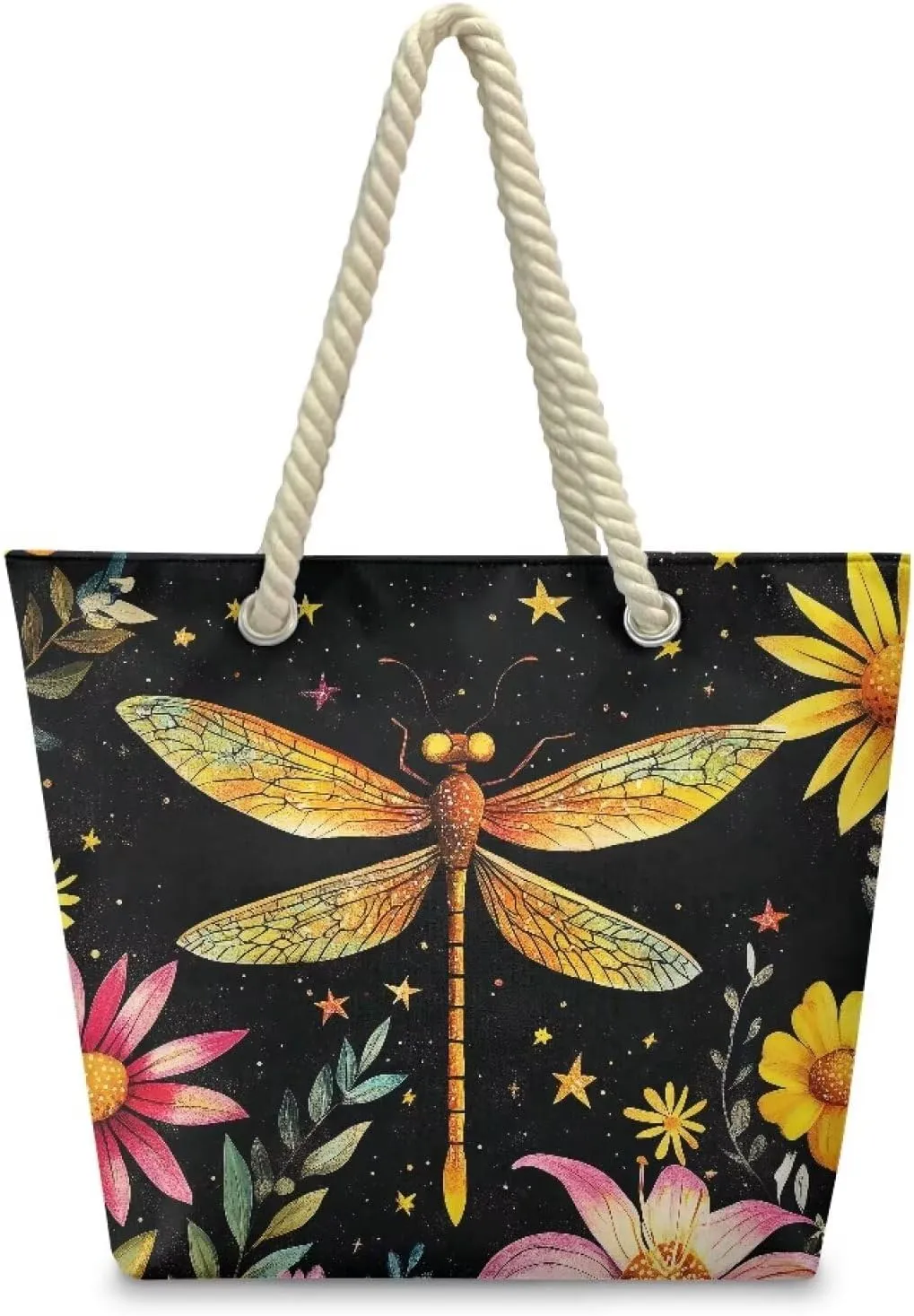 Hemp Rope Tote Bag Stylish Groceries Beach Trip Bags Large Capacity Shoulder Handbag with Rope Handle Carrying Bag