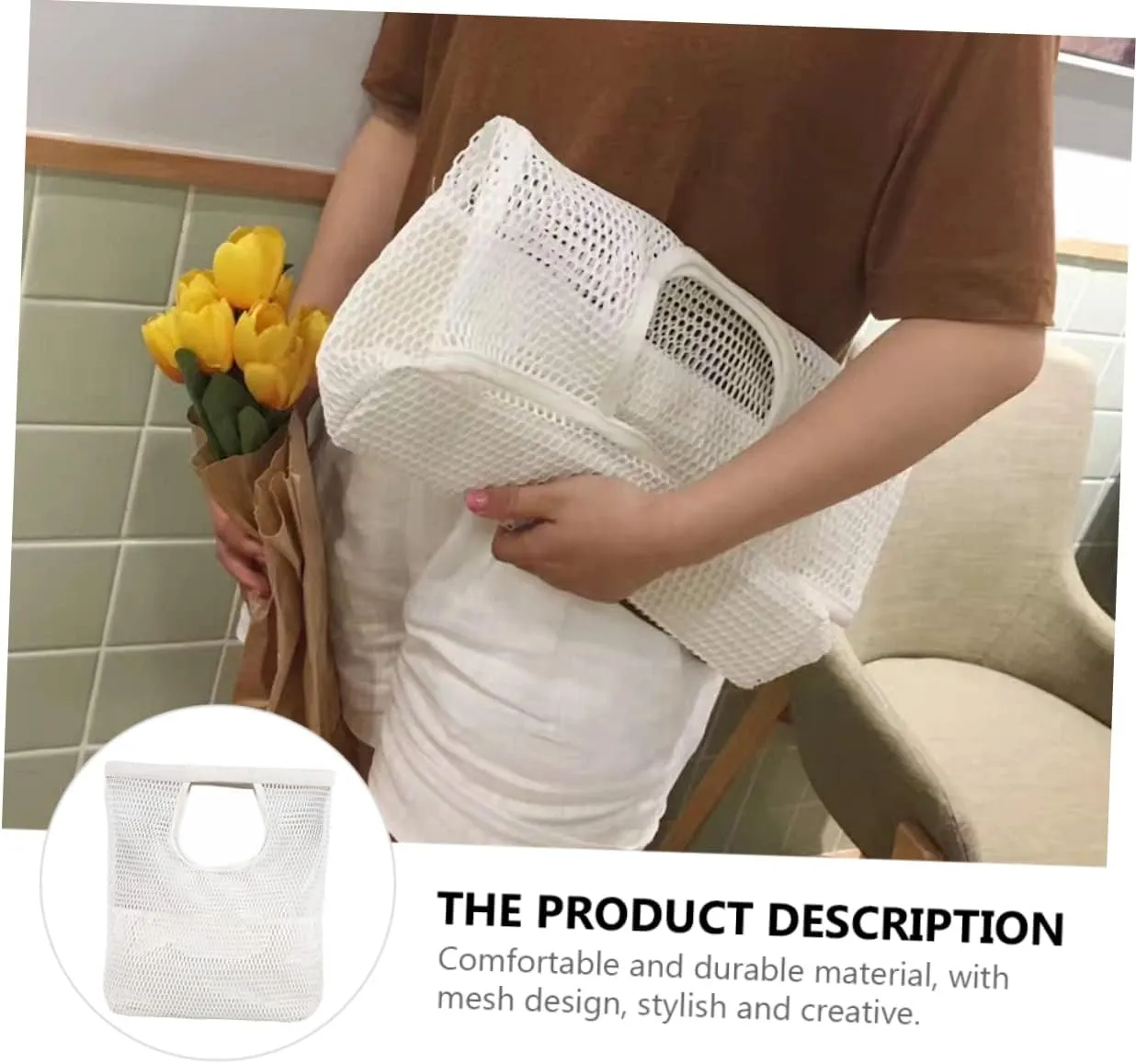 High Capacity Portable Shopping Bag Stylish Mesh Design Tote for Beach Travel Convenience for Daily