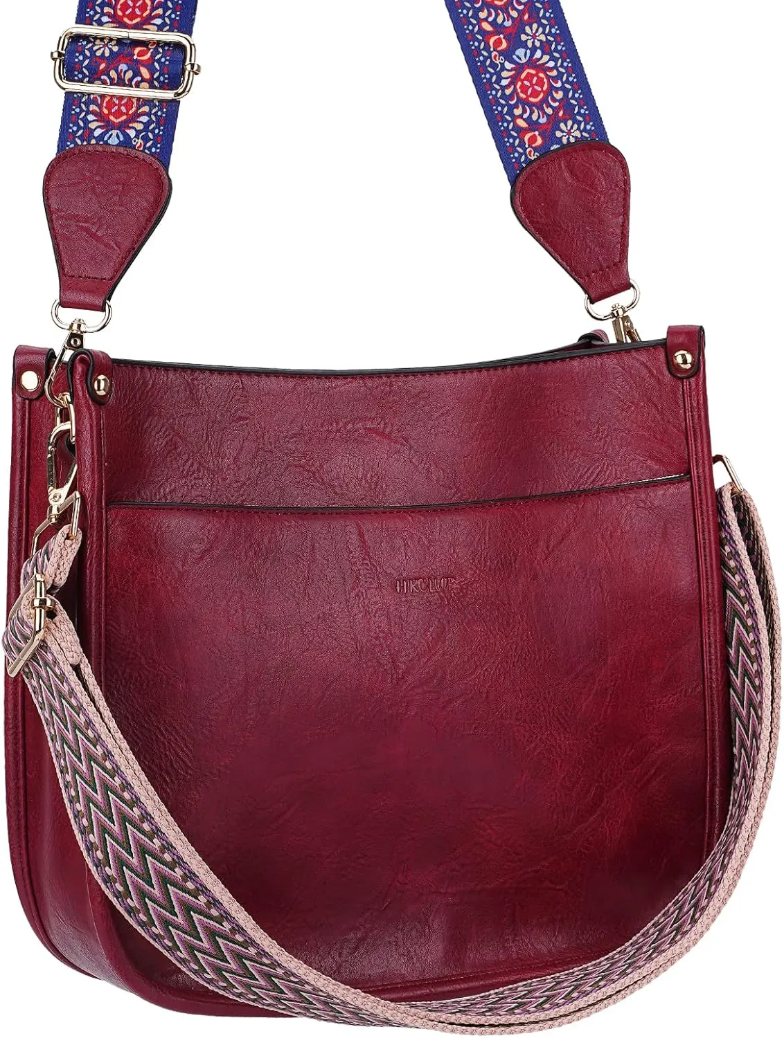 HKCLUF Crossbody Bags for Women Trendy Vegan Leather Hobo Handbags With 2PCS Adjustable Guitar Strap Shoulder Bucket Bags