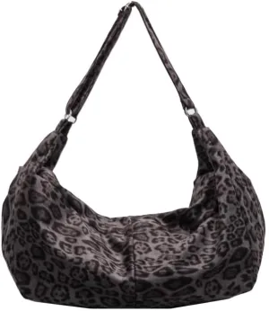 Hobo Bag for Women Cheetah Print, Cute Cheetah Purses Handbag y2k Grunge Chic Ladies Shoulder Bags Leopard Print Purse (grey)