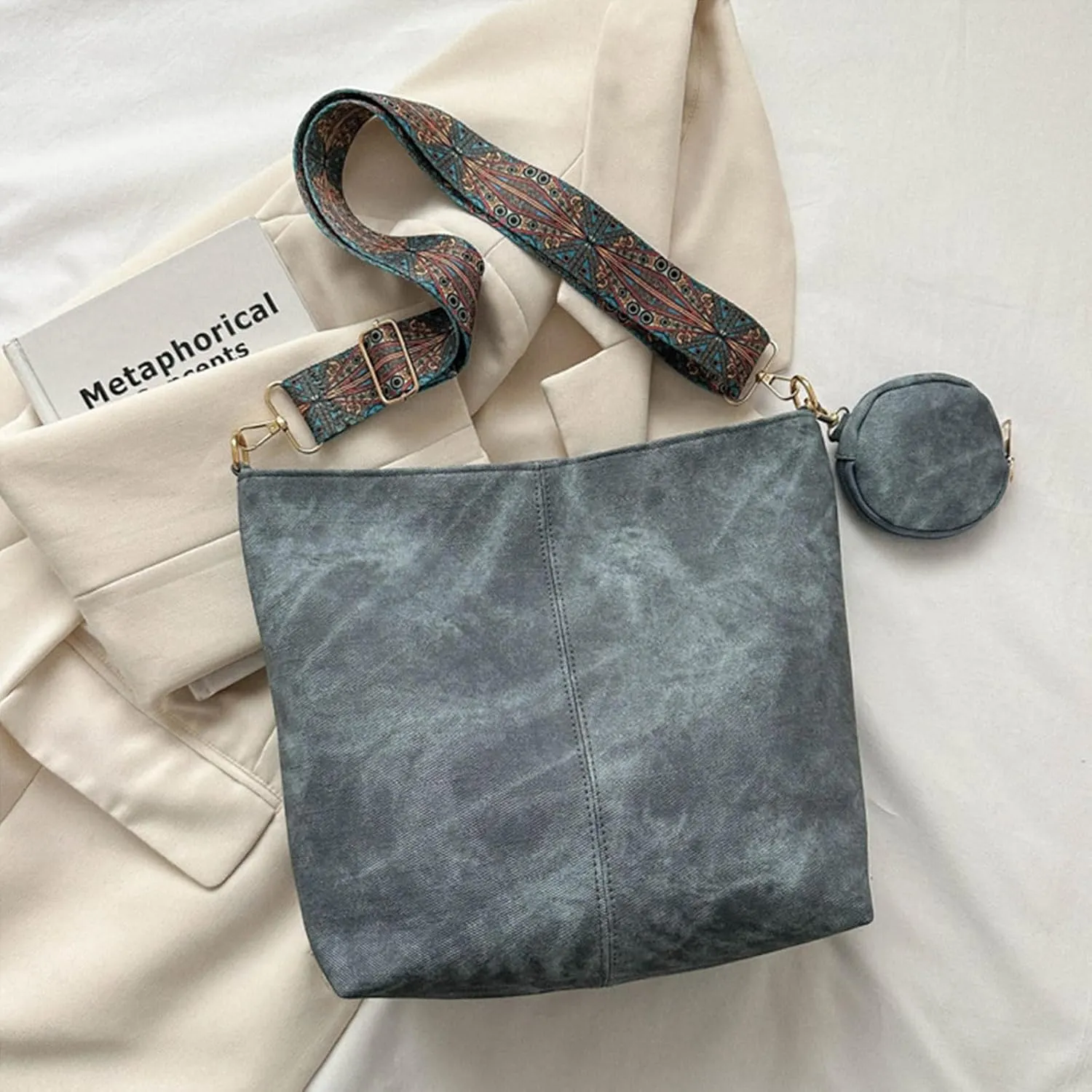 Hobo Bag for Women Large Fashion Crossbody Bag Top Handle Trendy Shoulder Bag Purse Handbag Travel Bucket Tote Bag