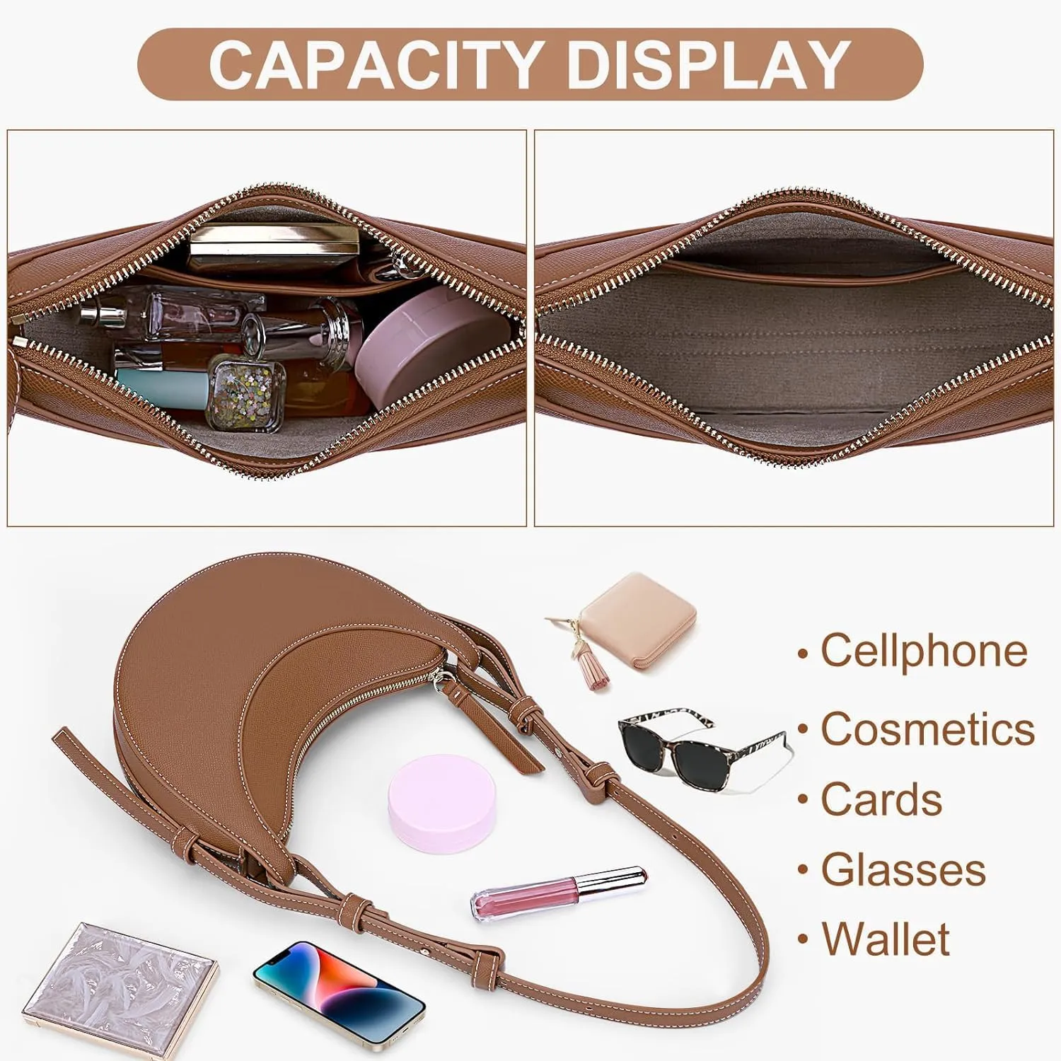Hobo Bags for Women Crescent Bag Saddle Bag Trendy Crossbody Purse Aesthetics
