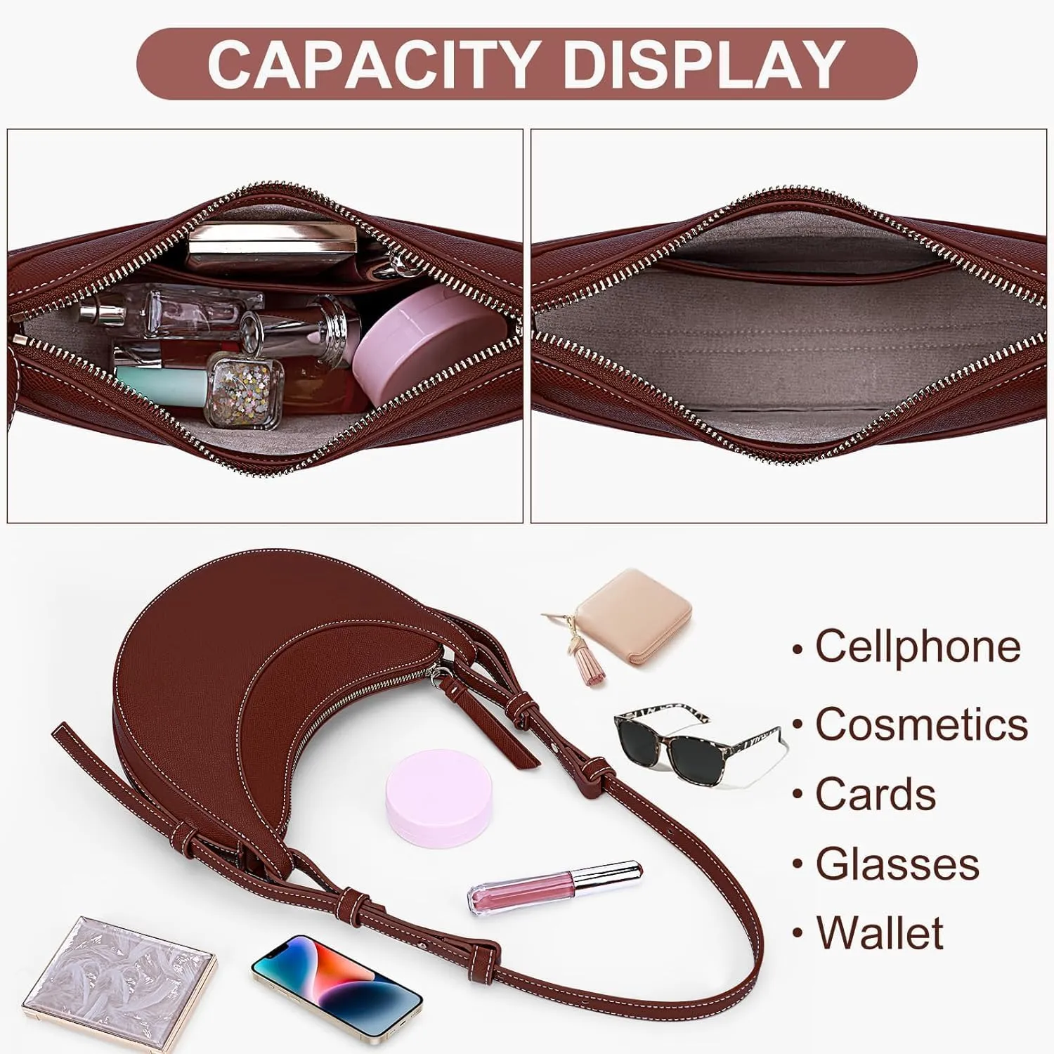 Hobo Bags for Women Crescent Bag Saddle Bag Trendy Crossbody Purse Aesthetics