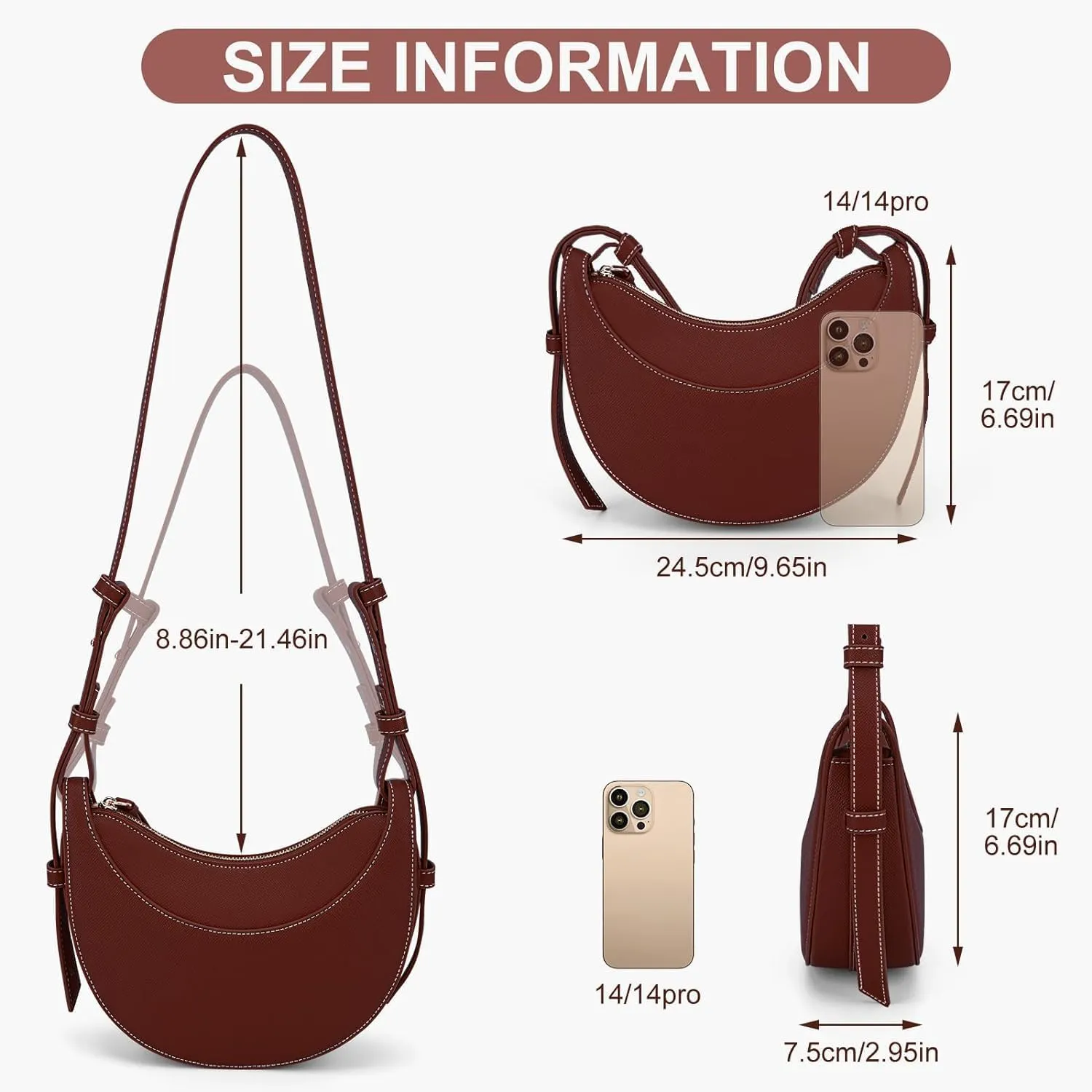 Hobo Bags for Women Crescent Bag Saddle Bag Trendy Crossbody Purse Aesthetics