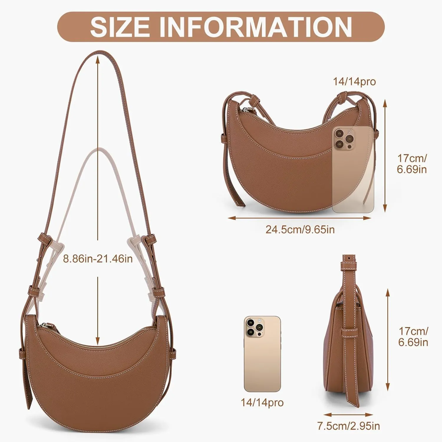 Hobo Bags for Women Crescent Bag Saddle Bag Trendy Crossbody Purse Aesthetics