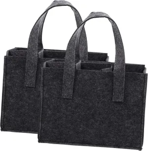 Homoyoyo Elegant Grey Felt Wine Tote Bag 6 Compartments Beer Bag Wine Bottle Cooler for Parties Portable