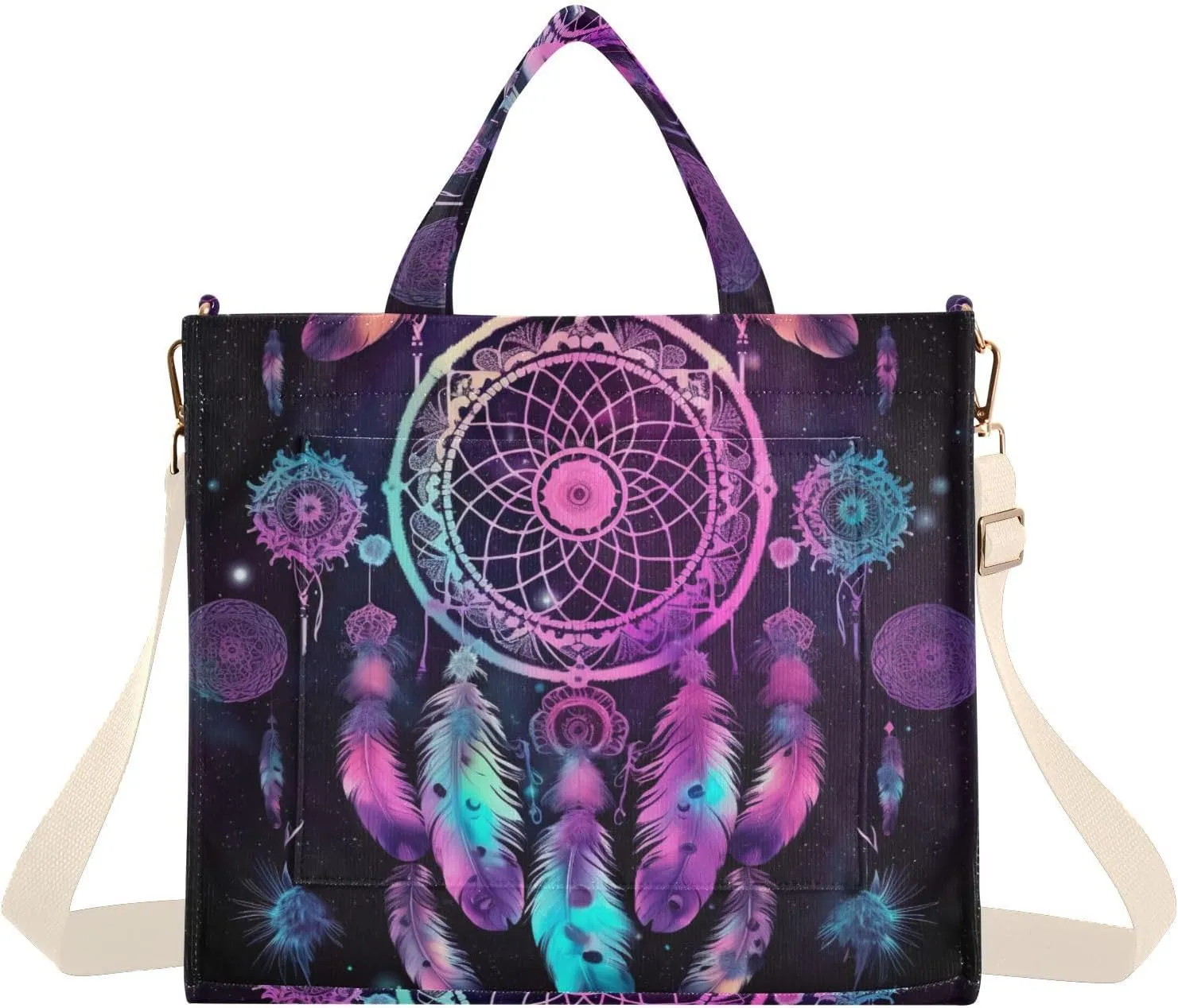 Kigai Dream Catcher Corduroy Tote Bag for Women Hobo Crossbody Bag Purse Stylish Shoulder Handbag Messenger Bags, S