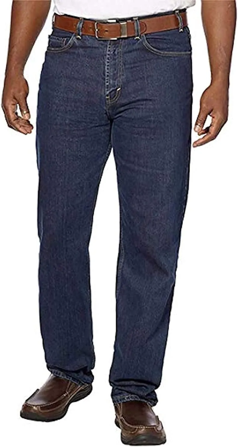 Kirkland Signature Men's 5-Pocket Jeans, Relaxed Fit, 100% Cotton, Double-Seam Stitching, Dark Blue