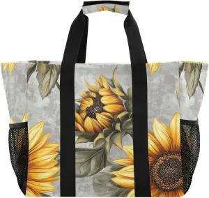 KLL Utility Bag For Trunk Canvas Foldable With Pockets Reusable Grocery Bags