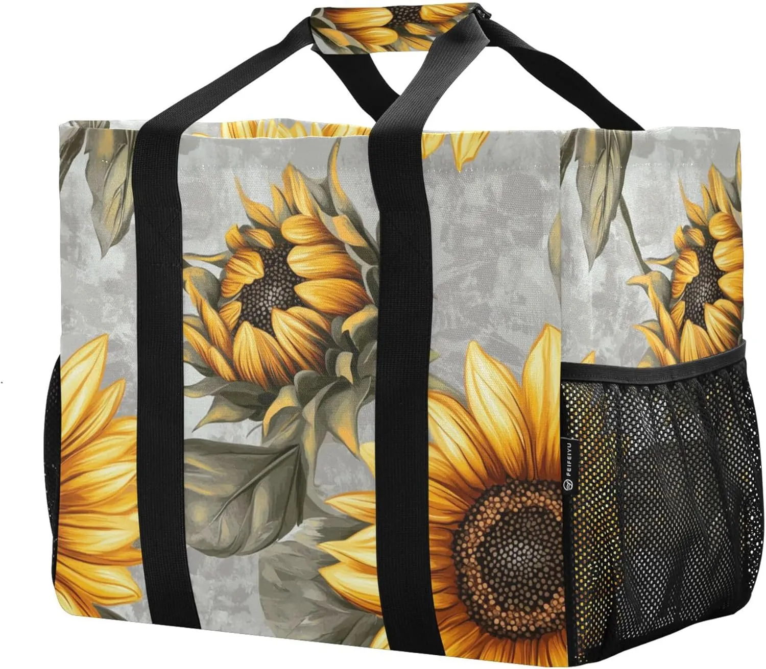 KLL Utility Bag For Trunk Canvas Foldable With Pockets Reusable Grocery Bags