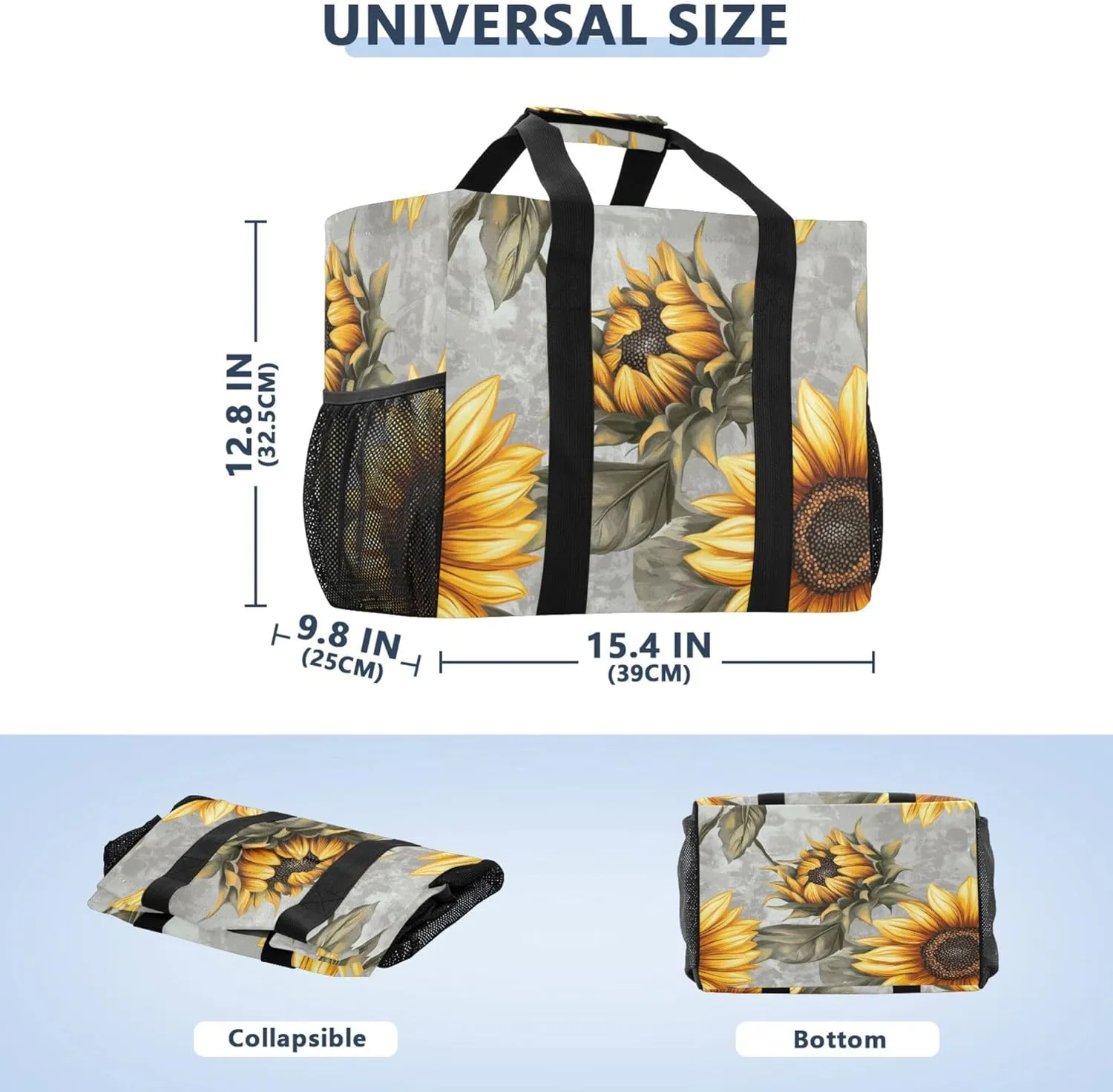 KLL Utility Bag For Trunk Canvas Foldable With Pockets Reusable Grocery Bags