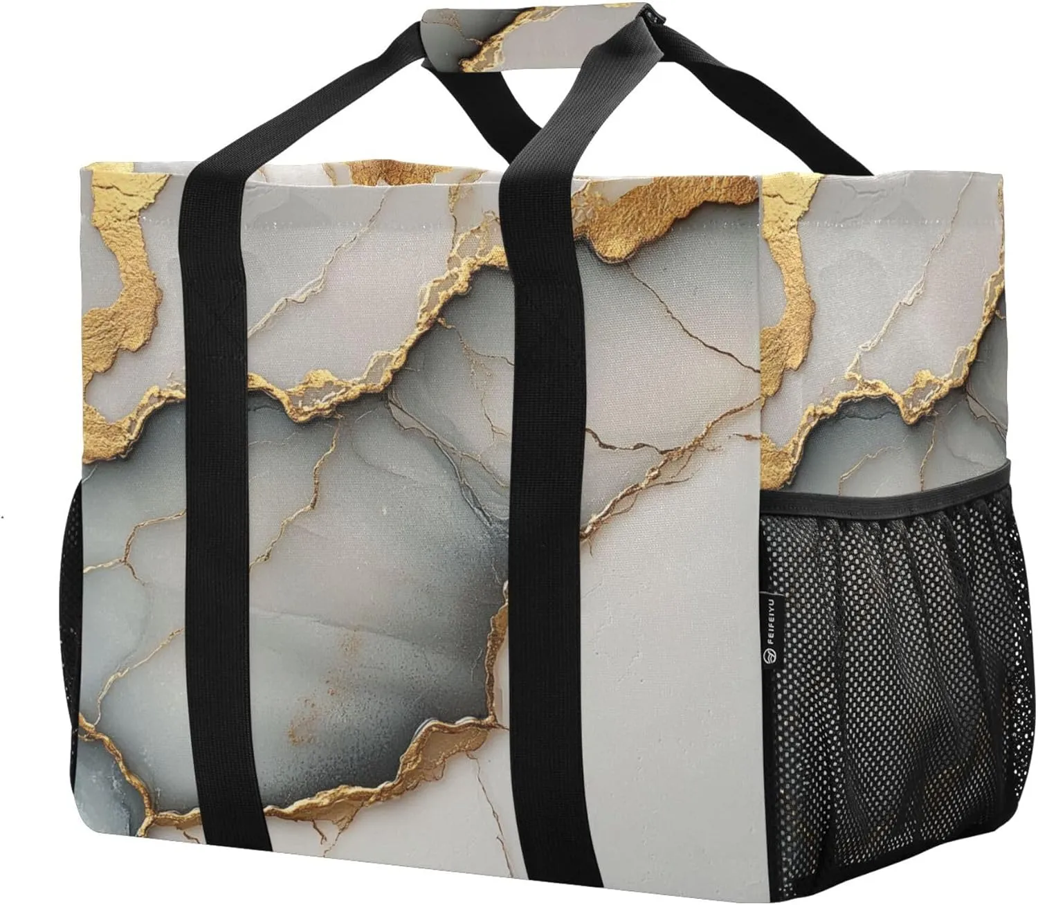 KLL Utility Beach Tote Canvas Collapsable Waterproof Resuable Grocery Bags