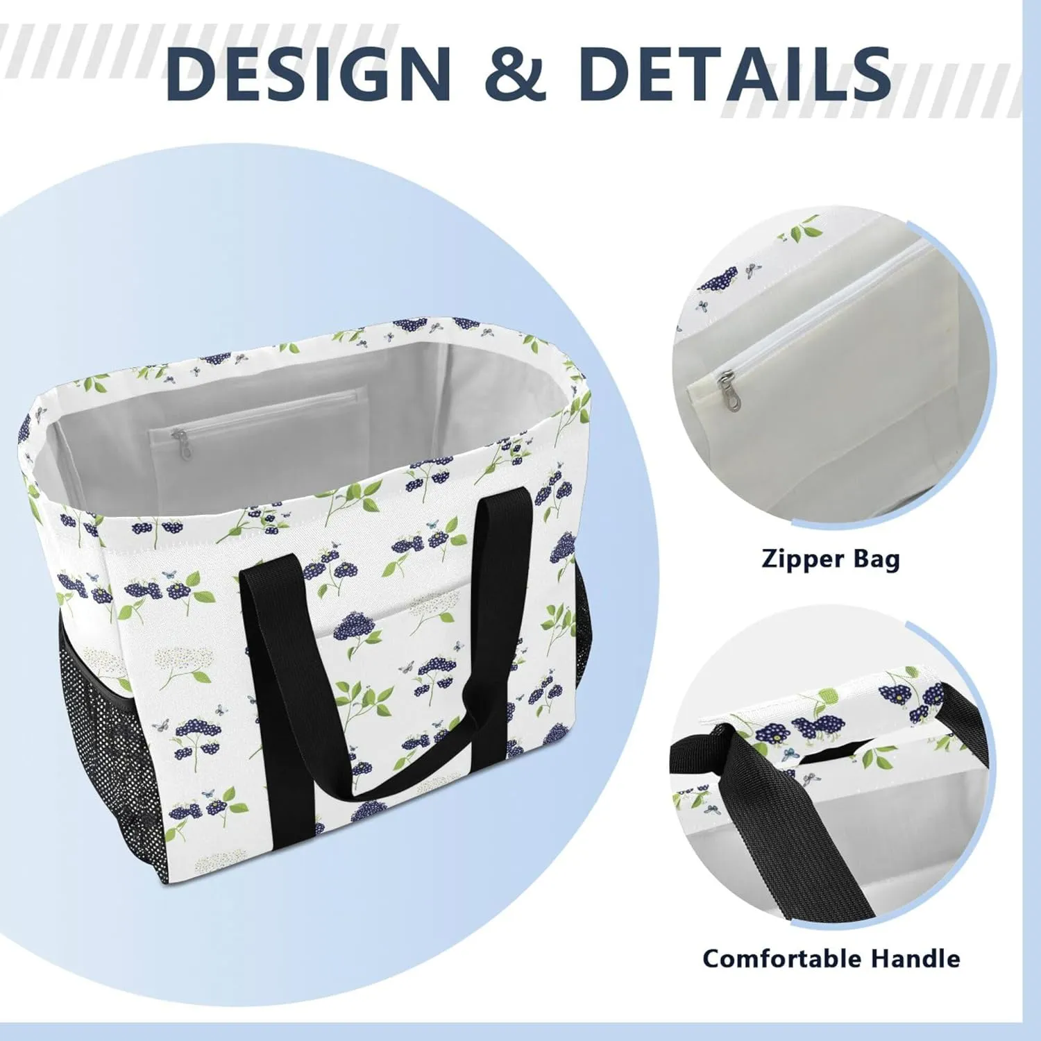 KLL Utility Tote Bags For Women with Handles Collapsable With Pockets Shopping Bags Reusable
