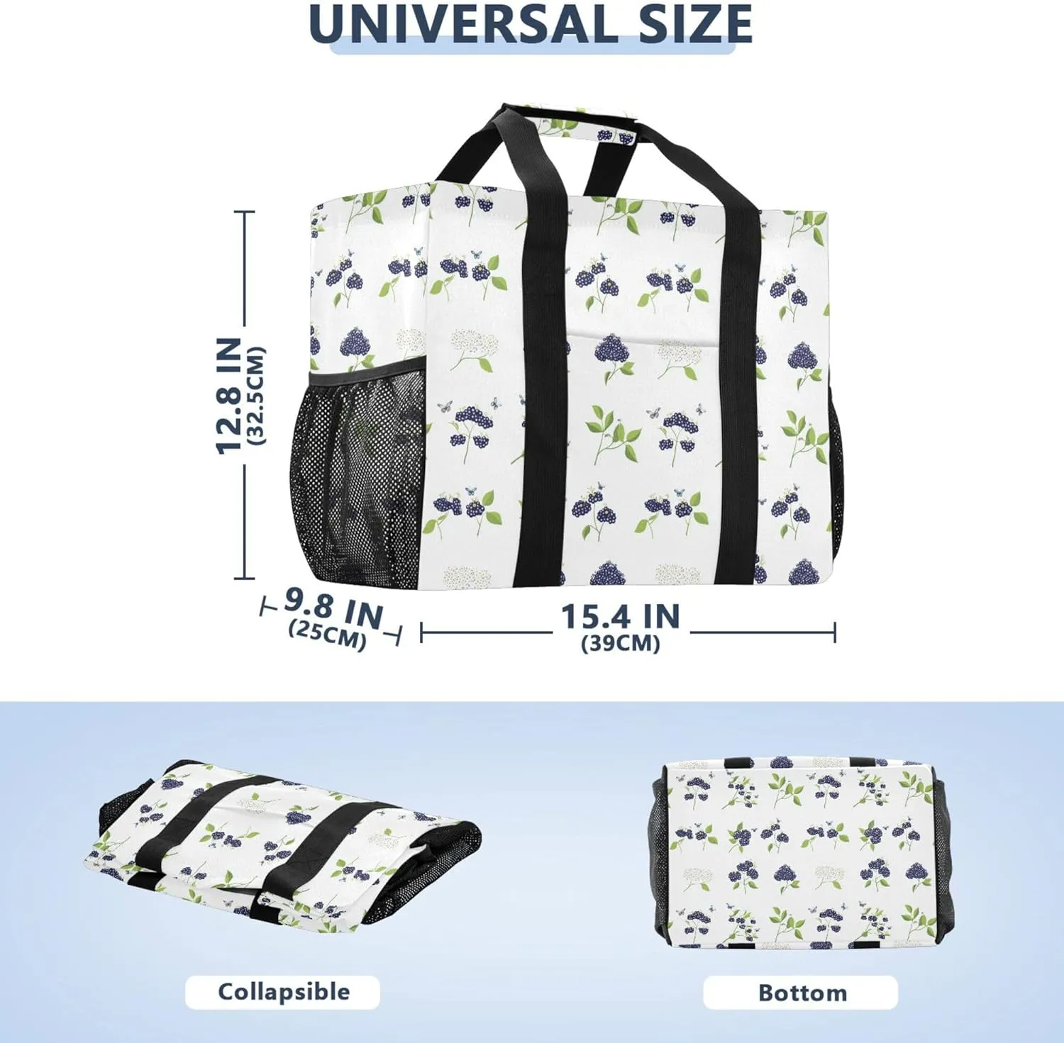 KLL Utility Tote Bags For Women with Handles Collapsable With Pockets Shopping Bags Reusable
