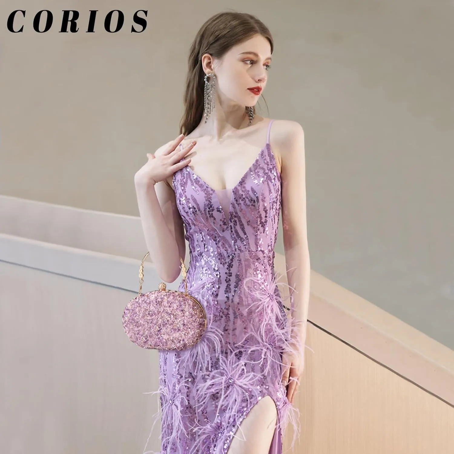 Ladies Handbag With Detachable Elegant Shoulder Sparkly Weeding Women Evening Sequin Clutch Bridal Wedding Purse