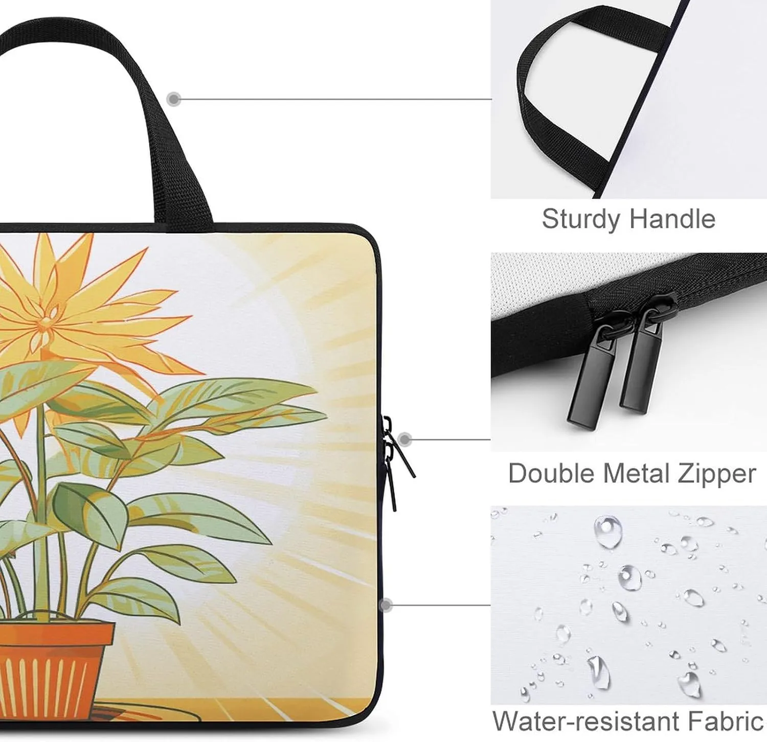 Laptop Bag Ultrathin Light Plants Printing Laptop Carrying Case Portability Messenger Bags For Work Travel