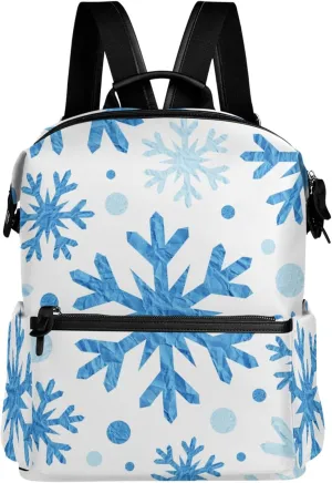 Large Laptop Backpack Travel Daypack - Blue Light Snowflake Casual Bag Lightweight Shoulder Bags for Women Teens