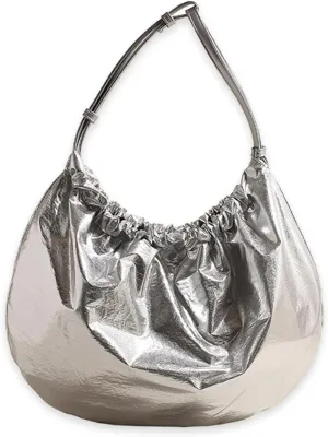 Large Tote Retro Hobo Elegant Underarm for Shopping Pleated Handbag for Women PU Leather Shoulder Soft Top Handle