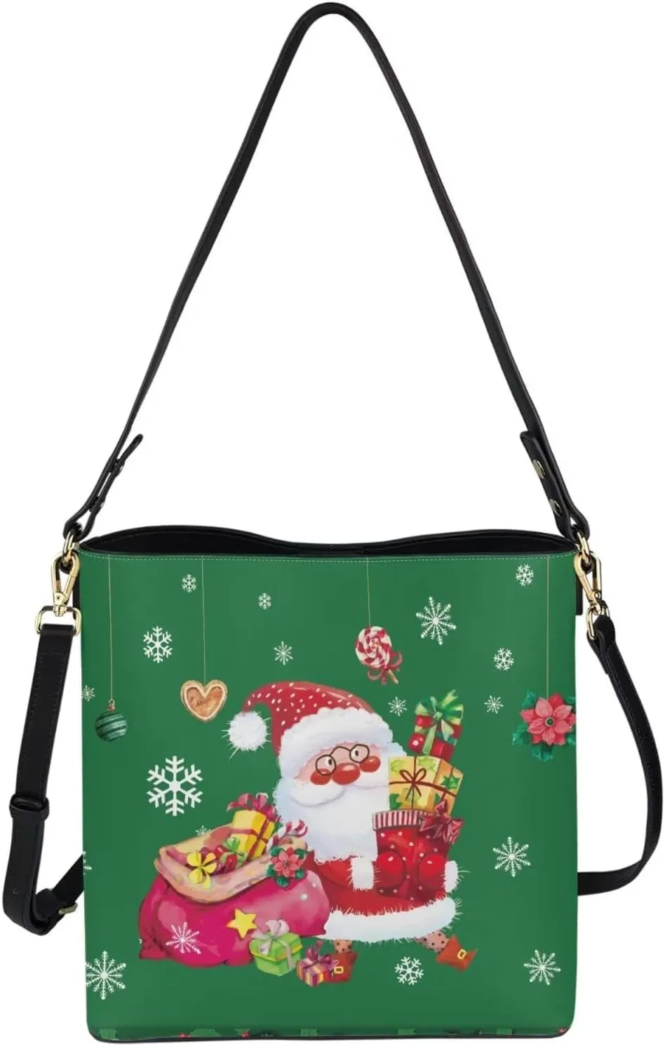 Leather Bucket Bags for Women, Water Resistant Adjustable Crossbody Sling Bag for Teen Girl Travel, 11x 4.5x 11.4