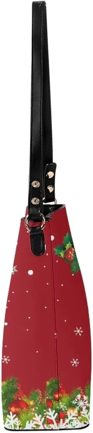 Leather Bucket Bags for Women, Water Resistant Adjustable Crossbody Sling Bag for Teen Girl Travel, 11x 4.5x 11.4
