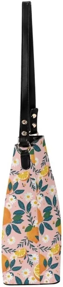 Leather Tote Bucket Bags for Women Stylish Top Handle Satchel Shoulder Purse Lightweight Bucket Handbag Tote Bag
