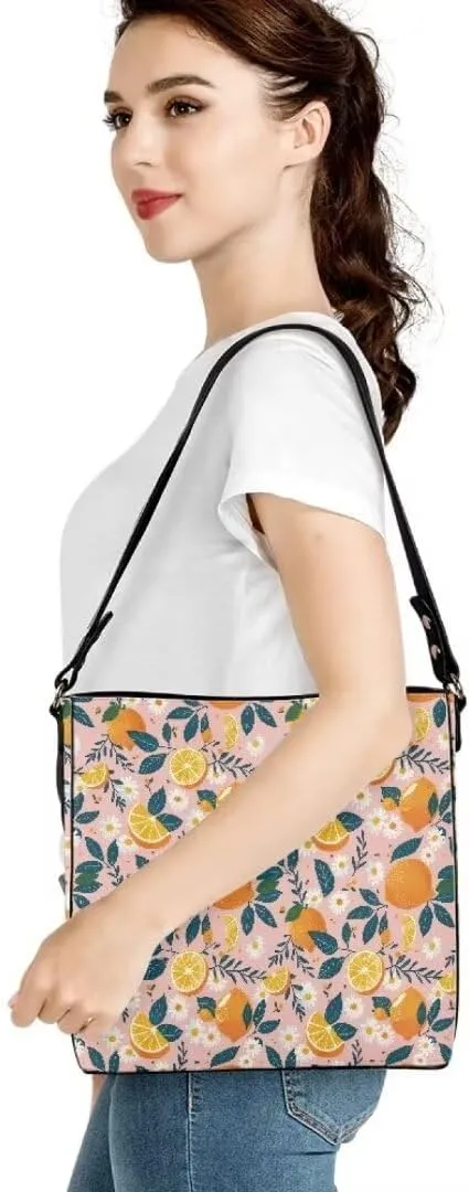 Leather Tote Bucket Bags for Women Stylish Top Handle Satchel Shoulder Purse Lightweight Bucket Handbag Tote Bag