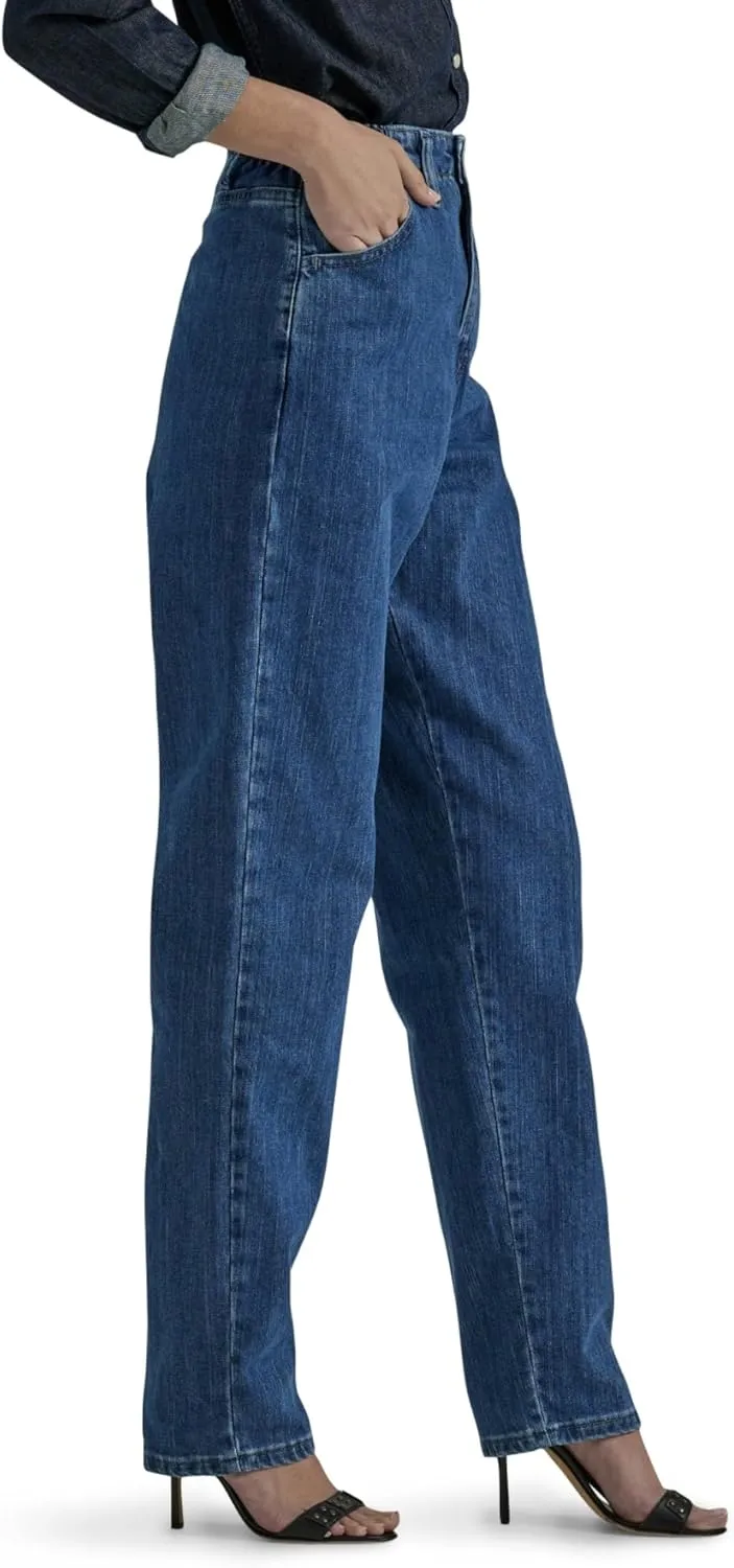 Lee Women's Petite Relaxed Fit Side Elastic Tapered Leg Jean