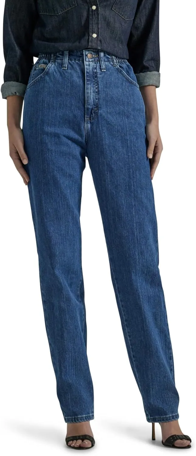 Lee Women's Petite Relaxed Fit Side Elastic Tapered Leg Jean