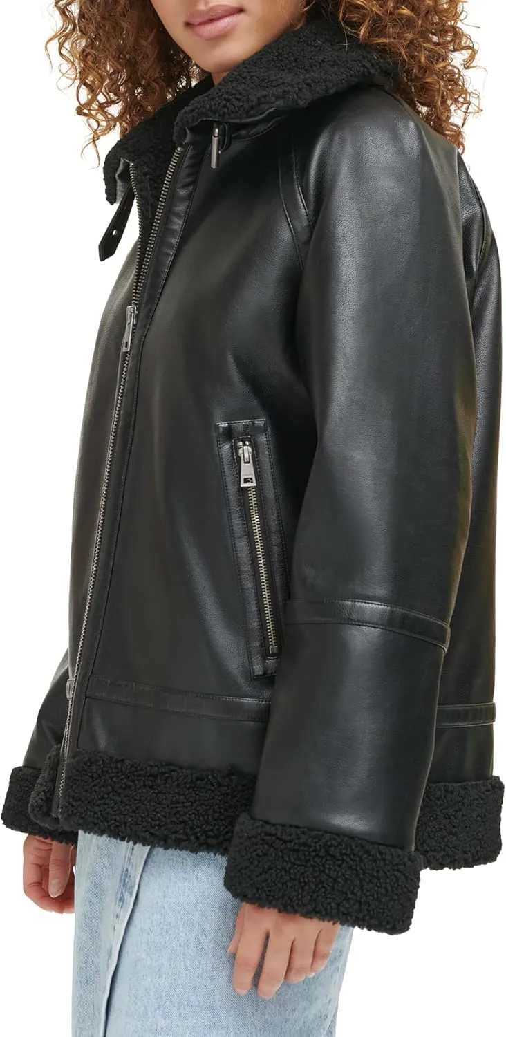Levi's Women's Faux Leather Relaxed Aviator Jacket