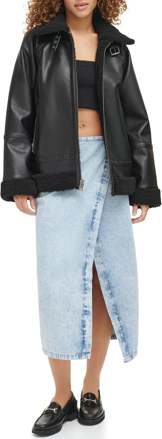 Levi's Women's Faux Leather Relaxed Aviator Jacket