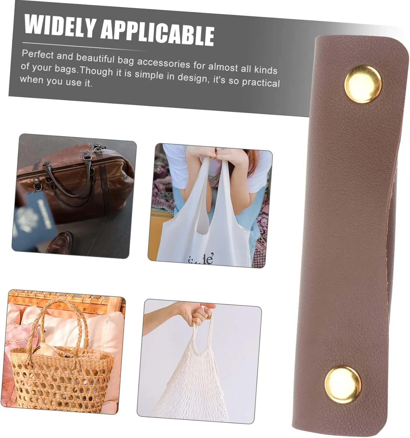 LIFKOME 1pc Luggage Handle Wrap Bag Handle Saddle Protector Purse Decor Coffee Brown Pu Leather for Diy Bags