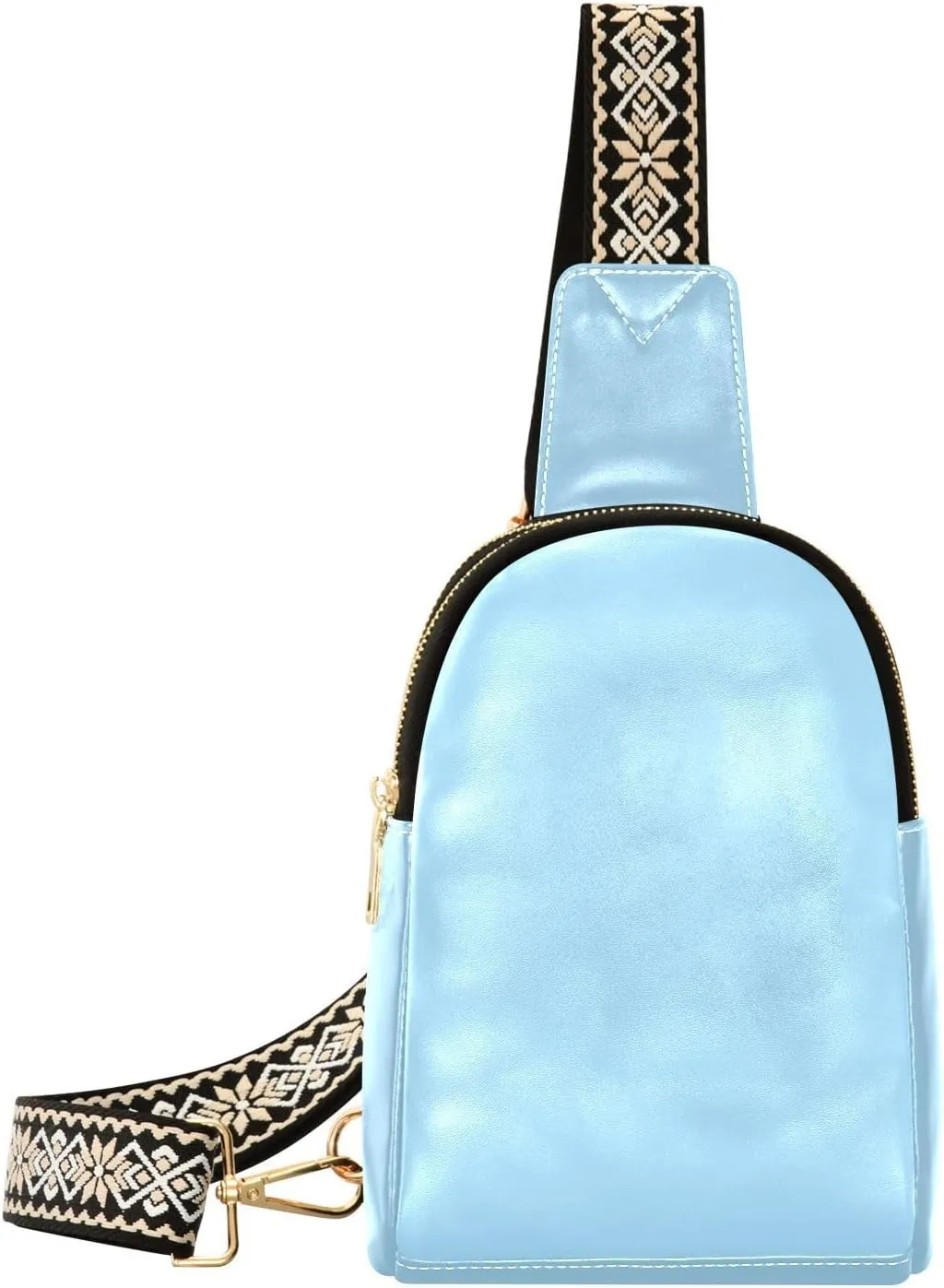 Light Blue Sling Bag for Women Men Fanny Packs Small Crossbody Bags for Women Leather Crossbody Purse Waterproof Chest Bag for Sports Hiking Travel Running
