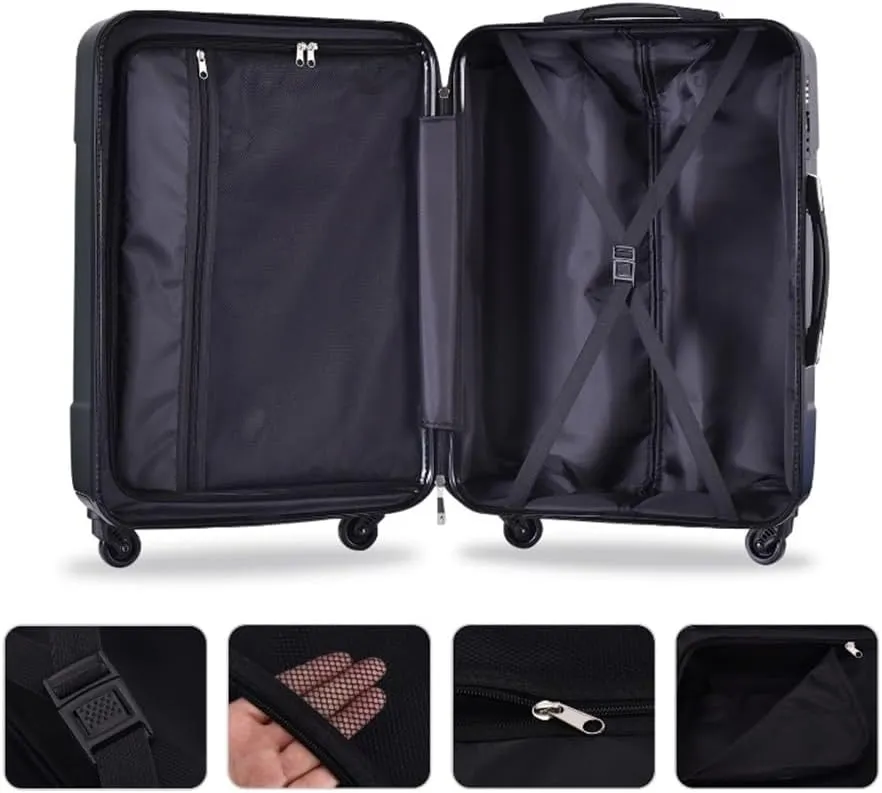 Light Suitcase Luggage Sets ABS Hardshell 3pcs Lightweight Durable Suitcase Spinner Wheels with TSA Lock Wheeled Luggage
