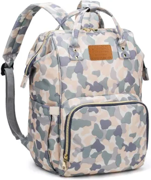 LIMHOO Diaper Bag Backpack for Men Dad, Waterproof Large Canvas Camo Nappy Bags, Baby Care Bag (Light Camo)